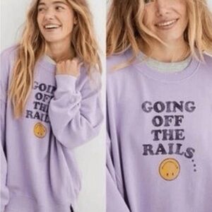 aerie Lavender "Going Off The Rails" Graphic Sweatshirt